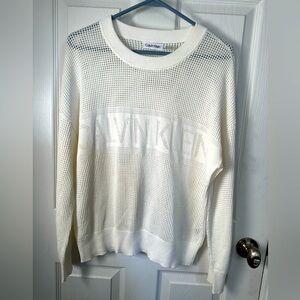 Calvin Klein open knit white sweater. L.